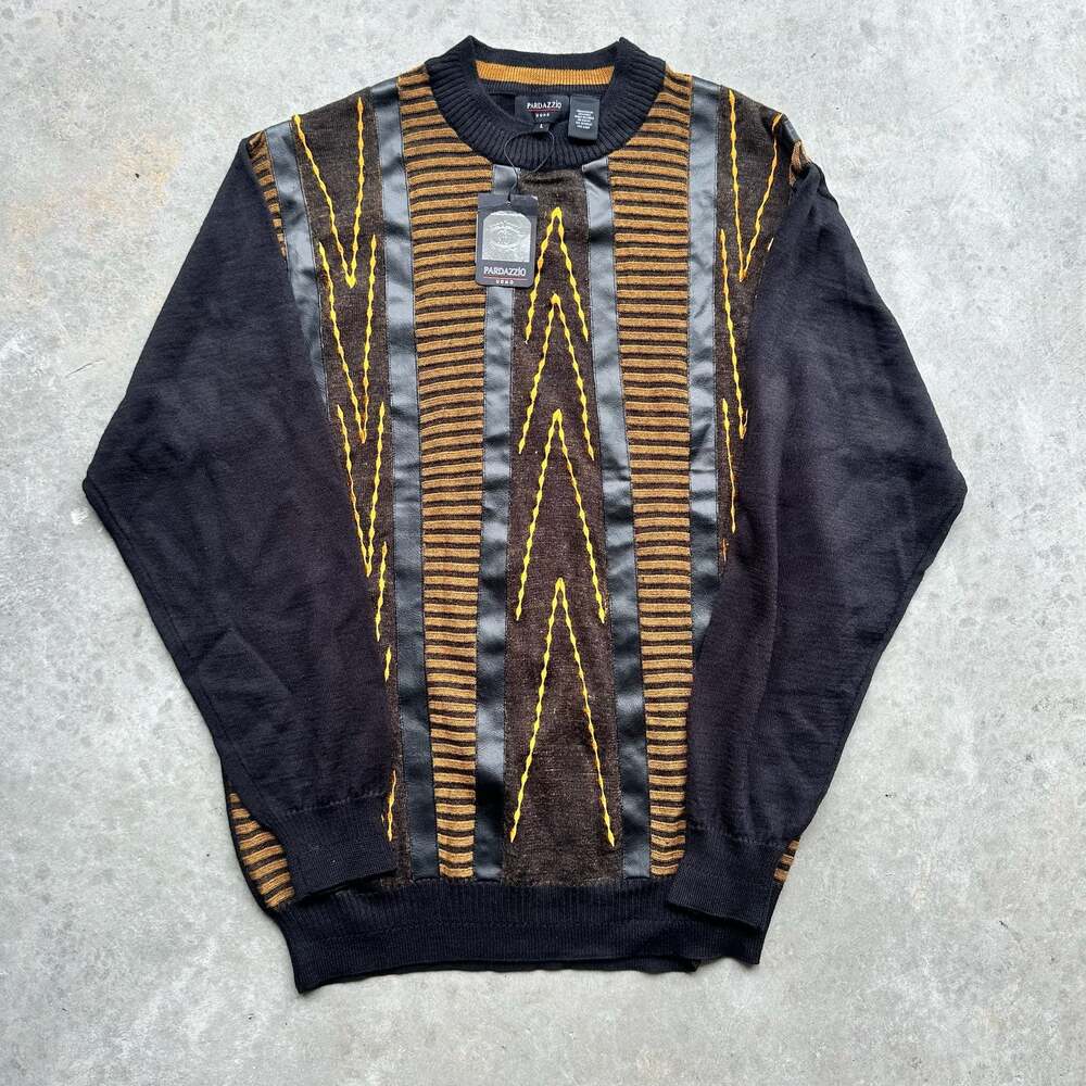NWT Pardazzio Uomo Vintage Geometric Pattern Knit Sweater